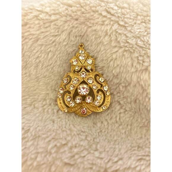 Vintage Brooch Filagree Pin Gold with Stones - Picture 2 of 5